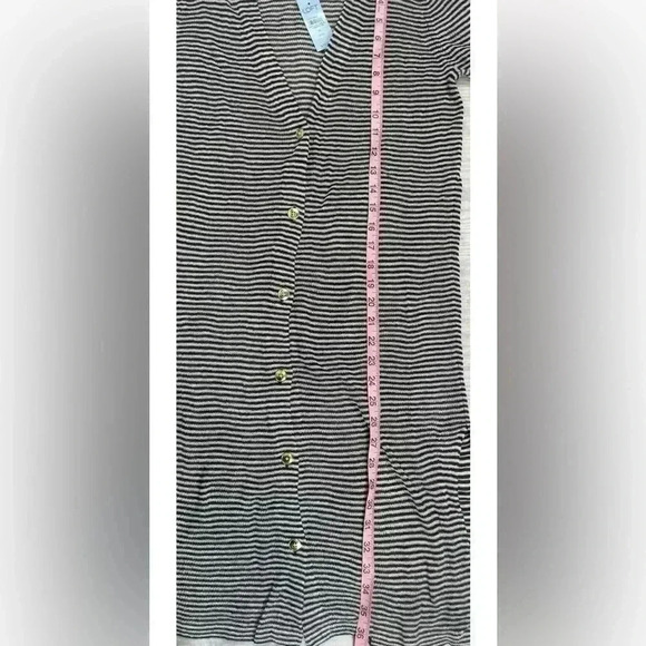 NEW LOFT Maxi Cardigan Women Size M Petite Green Striped Long Sleeve Knit Light - Picture 10 of 16